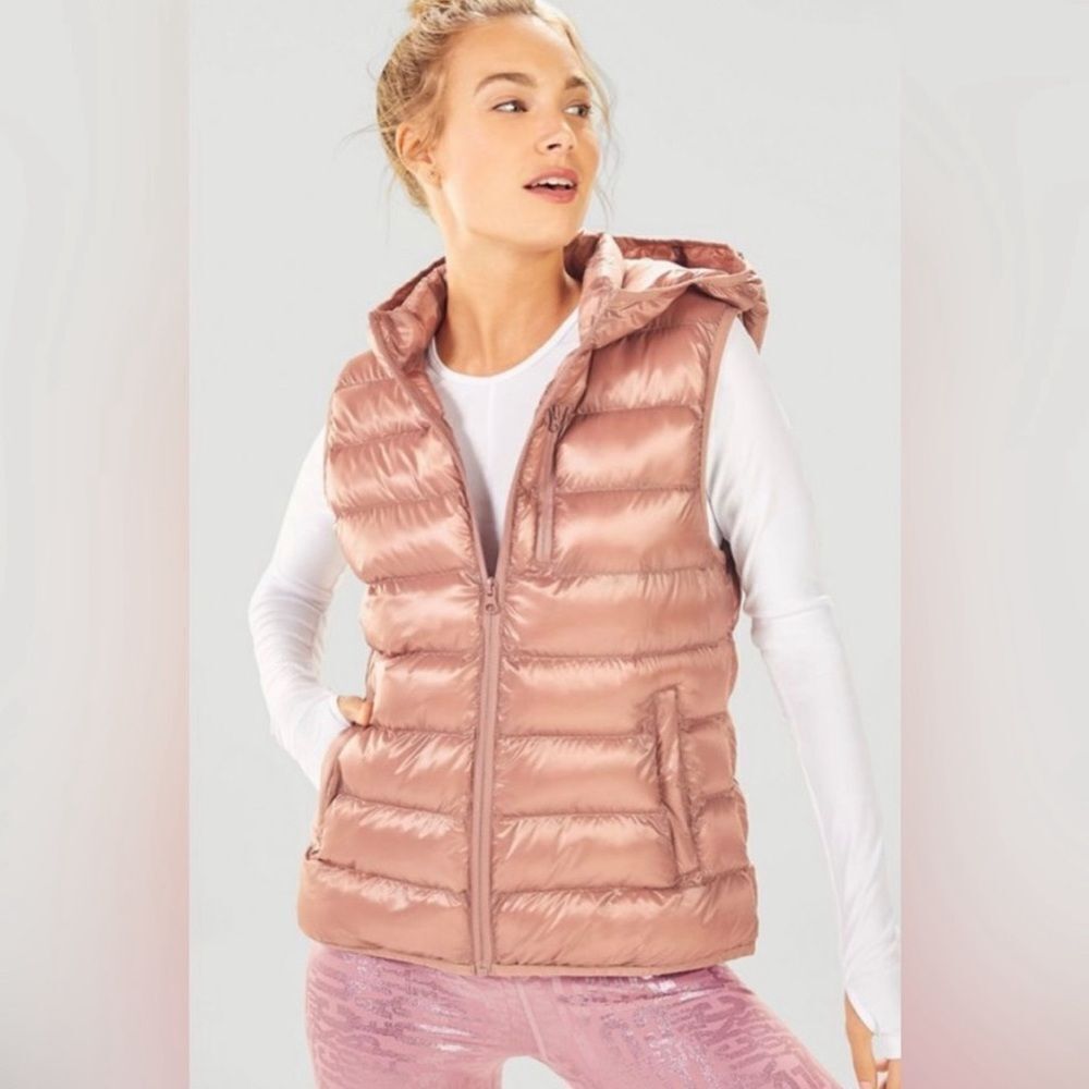 Fabletics Vest Pink Blush Puffer Hooded